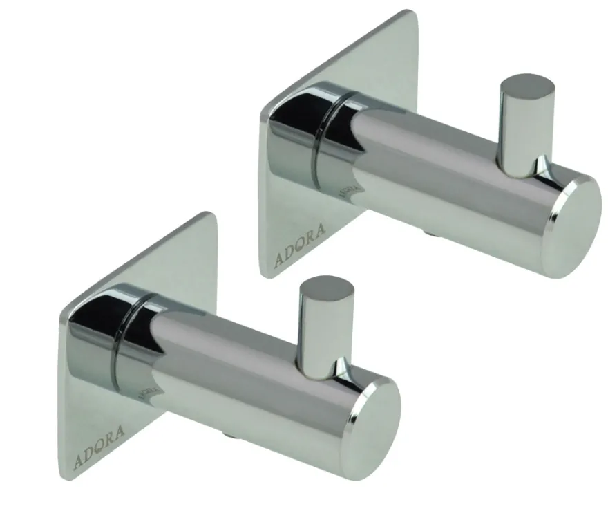 ADORA® håndklædekrog m/tap og plade krom 2 stk.