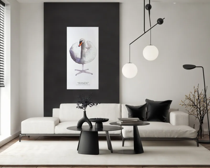 Akustikbillede Art-Acoustic svanen 60 x 120 cm - hvid