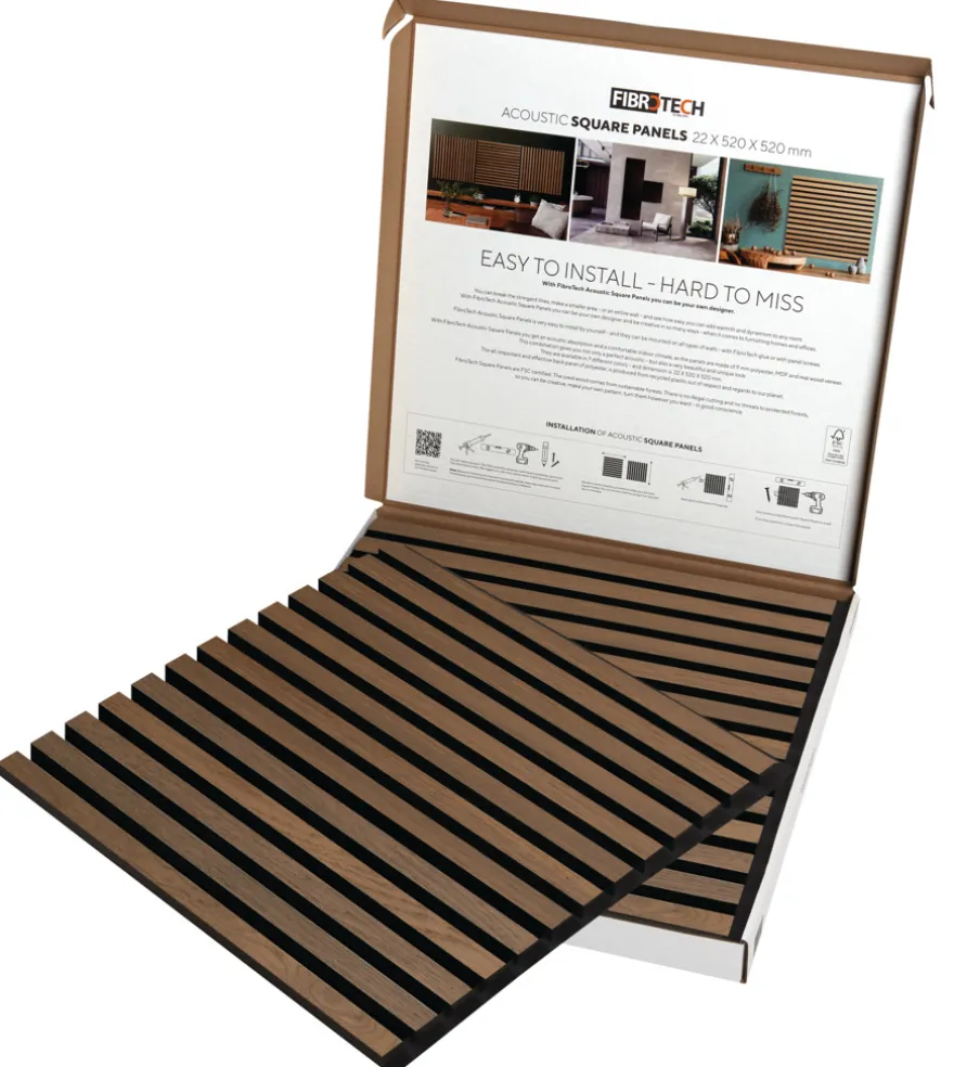 Akustikpanel Square oiled oak 22 × 520 × 520 mm 2-pk.
