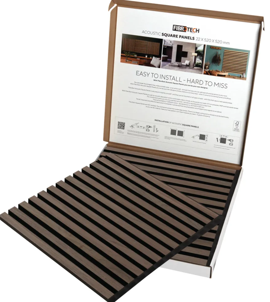 Akustikpanel Square walnut 22 × 520 × 520 mm 2-pk.