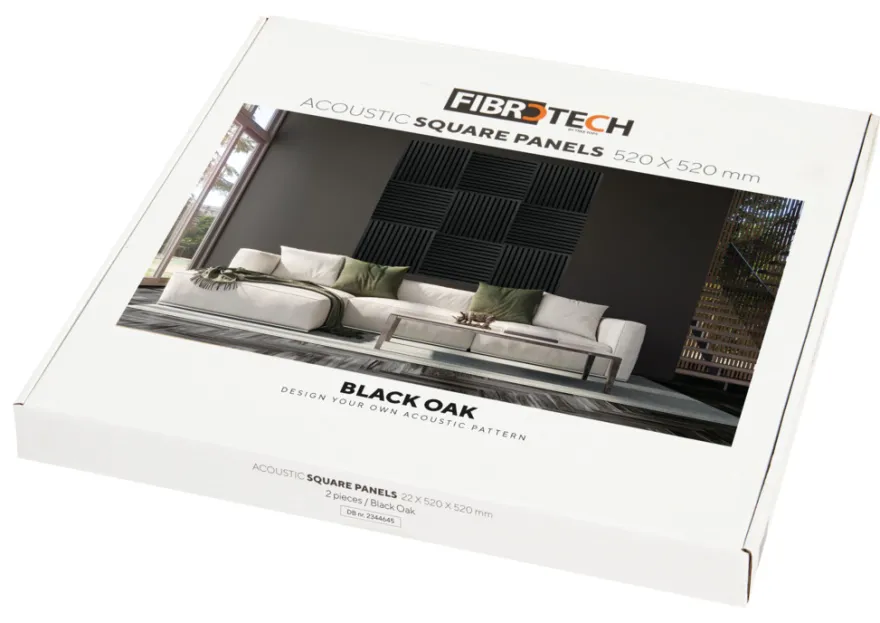Akustikpanel Square black oak 22 × 520 × 520 mm 2-pk.