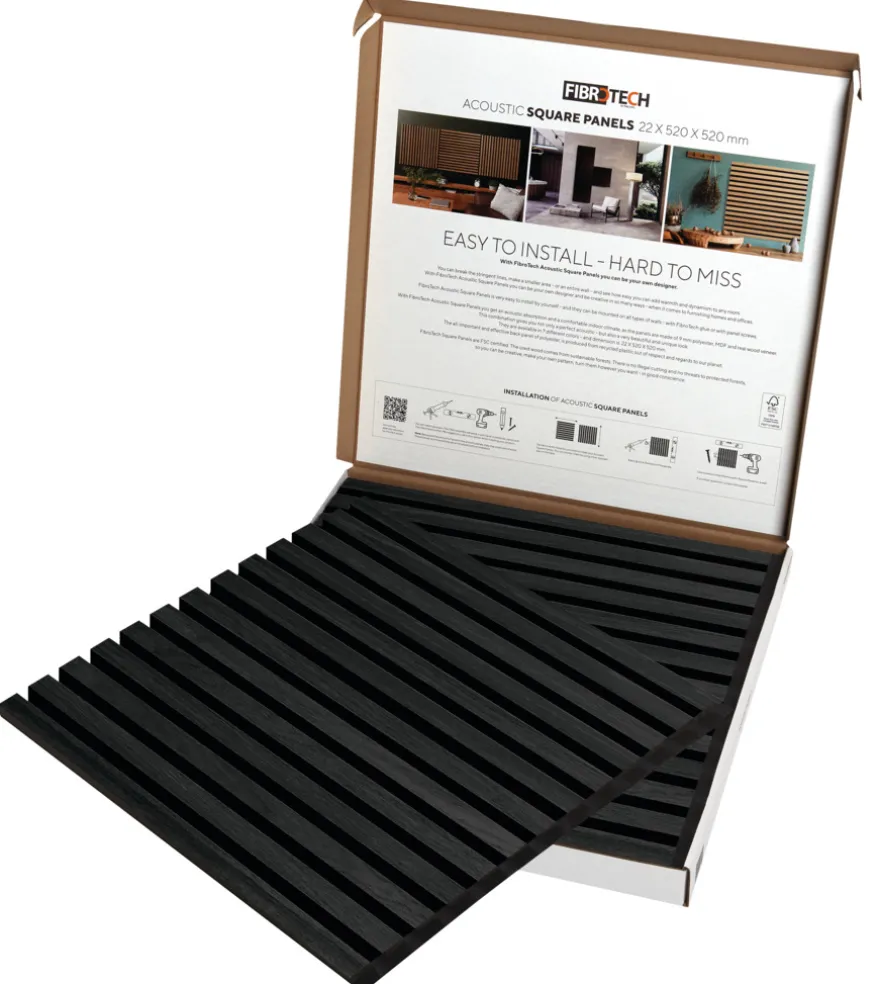 Akustikpanel Square black oak 22 × 520 × 520 mm 2-pk.