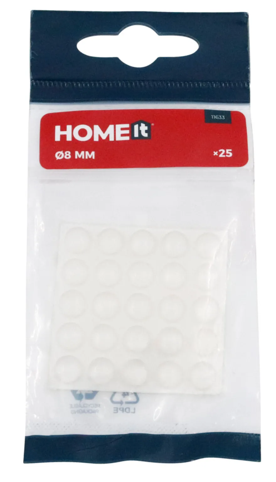 Anslagsdæmpere Ø8 mm transparent 25 stk.