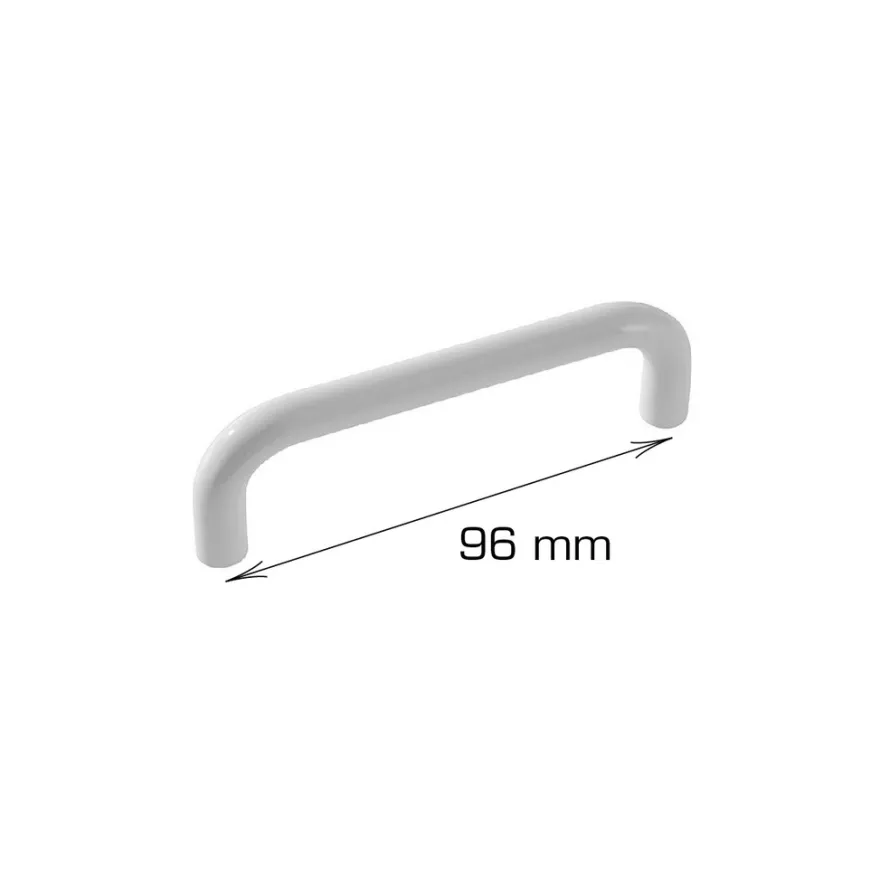 Bøjlegreb kant hvid plast 96 mm 2 stk.