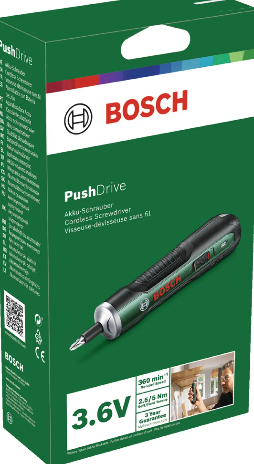 Bosch PushDrive akku skruemaskine m/bits