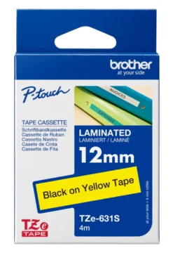 Brother TZe-631S-tape 12 mm x 4 meter sort/gul