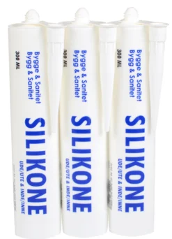 Bygge- og sanitetssilikone klar 3 x 300 ml