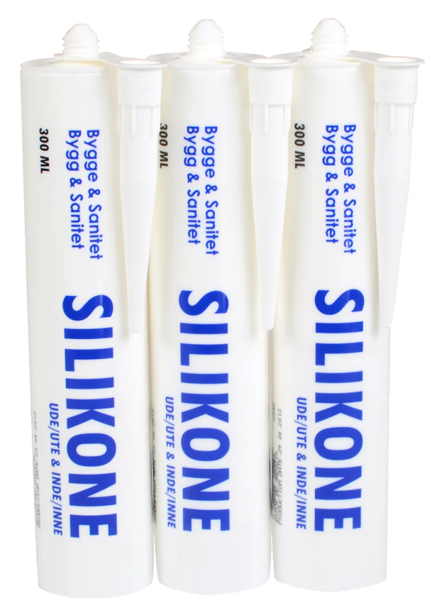 Bygge- og sanitetssilikone klar 3 x 300 ml