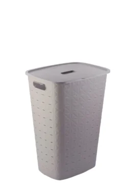 Curver vasketøjskurv med låg 56 liter taupe