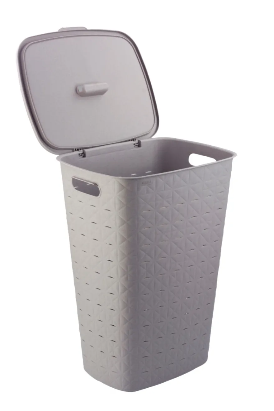 Curver vasketøjskurv med låg 56 liter taupe
