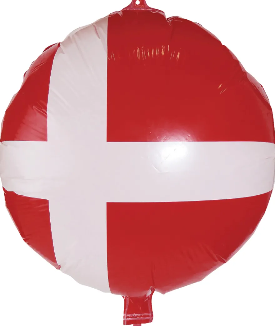 Dannebrogsflag folieballon Ø 45 cm