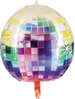 Discokugle folieballon multifarvet 1 stk. Ø35 cm