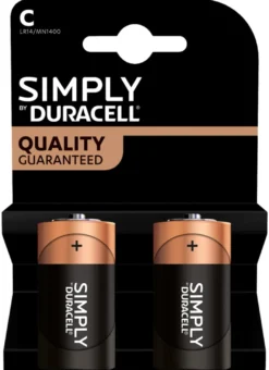 Duracell Simply C Alkaline batterier 2-pk.