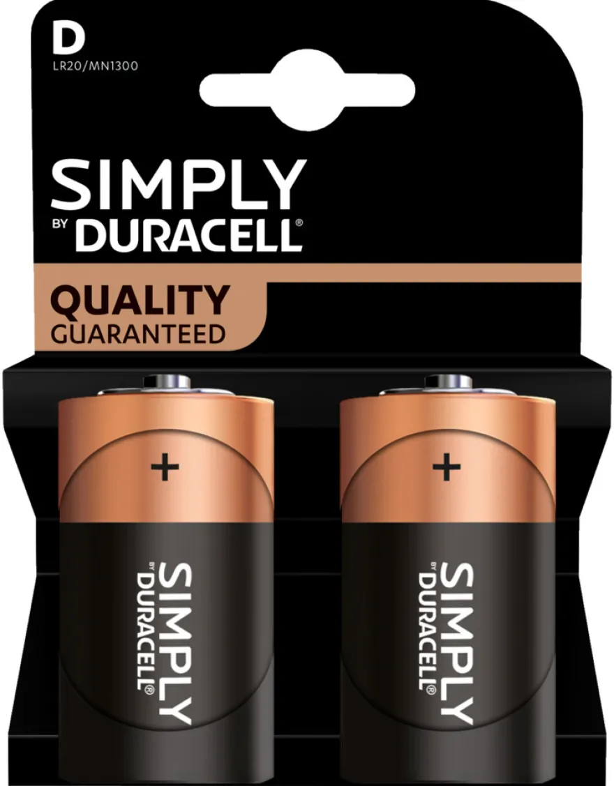 Duracell Simply D alkaline batterier 2-pk.