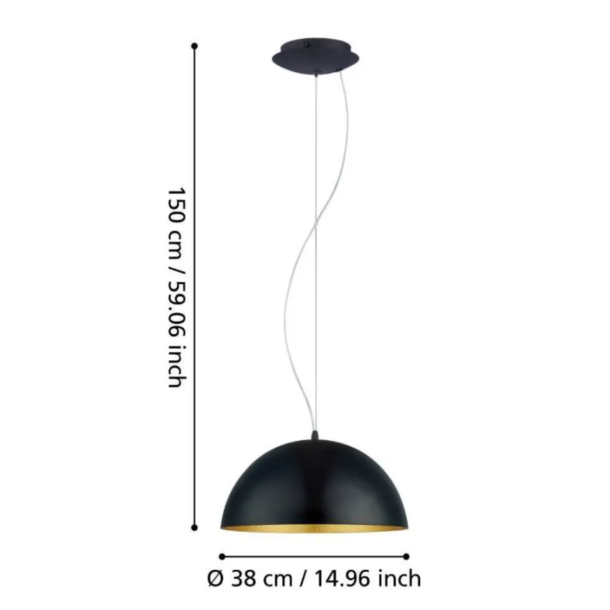 Eglo Gaetano 1 pendel Ø38 cm sort/guld Ø38 cm