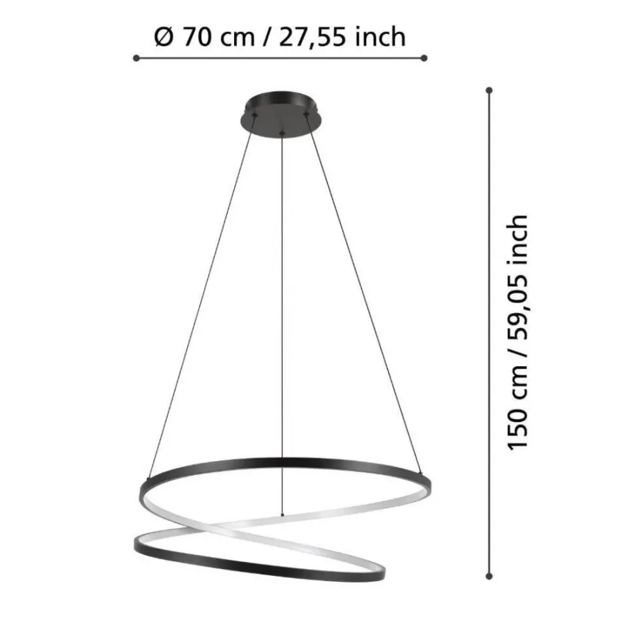 Eglo Ruotale pendel sort Ø70 cm