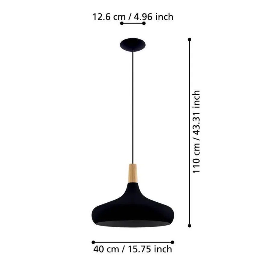 Eglo Sabinar pendel sort/brun Ø40 cm