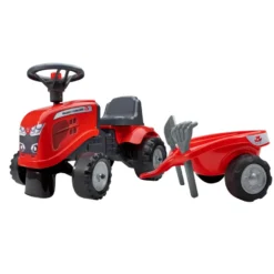 Falk Massey Ferguson traktor m/trailer, rive og skovl