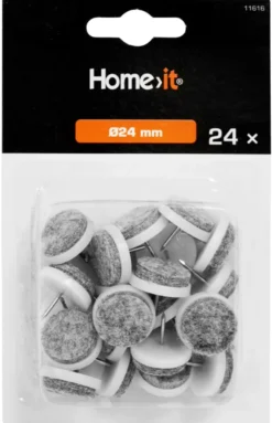 Filtpuder med søm Ø24 mm grå - 24 stk.