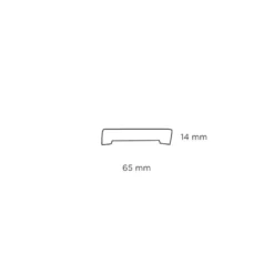 Fodliste glat plast hvid - 14 x 65 x 3000 mm