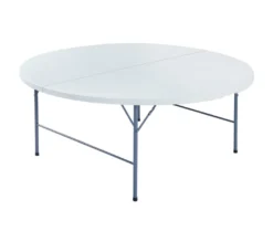 Foldebord Ø180 cm plast/stål hvid - Sunlife®
