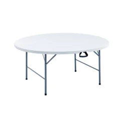 Foldebord Ø160 cm plast/stål hvid - Sunlife®