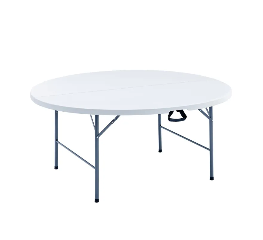 Foldebord Ø160 cm plast/stål hvid - Sunlife®