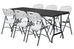 Foldebord metal/plast 180 x 75 cm sort