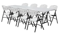 Foldebord stål/plast 240 x 70 cm hvid