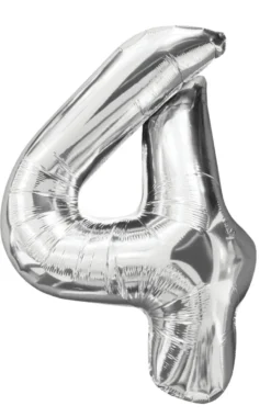Folieballon nummer 4 H60 cm sølv