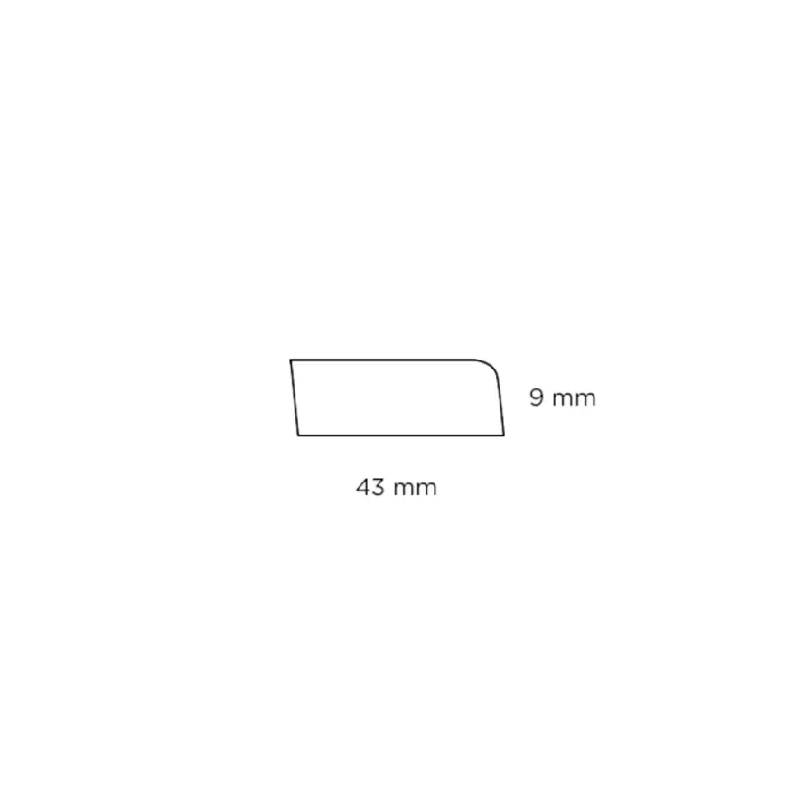 Forkantliste fyr 1 rund kant - 9 x 43 x 3000 mm