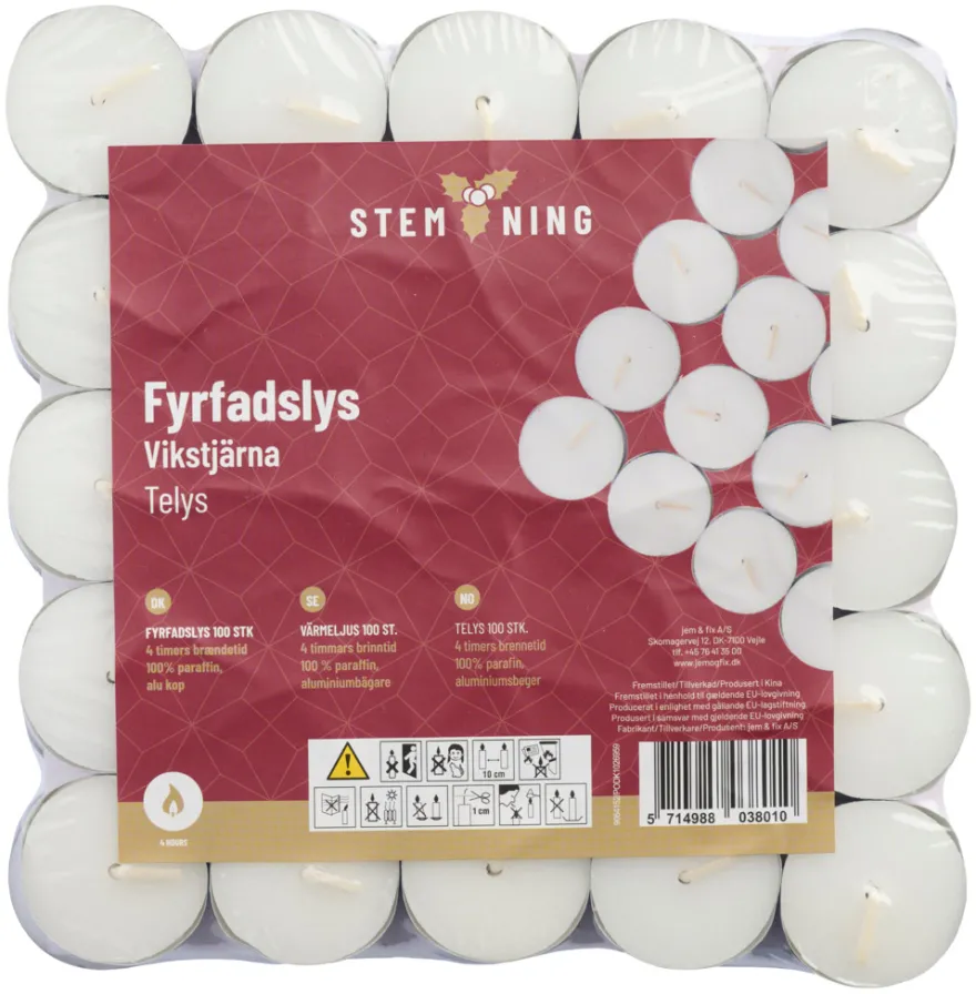 Fyrfadslys Ø3,7 cm 100 stk.