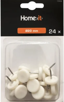 Glidesøm Ø20 mm hvid plast - 24 stk.