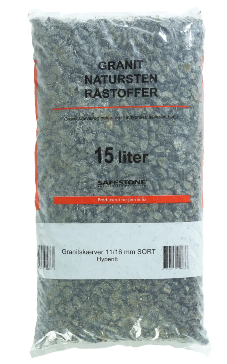 Granitskærver 11–16 mm sortkoks Hyperit - Safestone