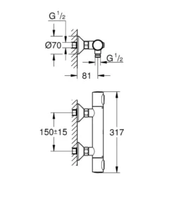 Grohe Precision Flow termostatbatteri til brus sort