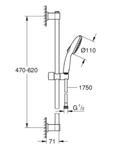 Grohe Vitalio Start Ø110 mm brusestangsæt sort