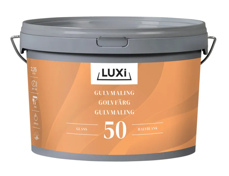 Gulvmaling acryl hvid 2,25 liter - LUXI®