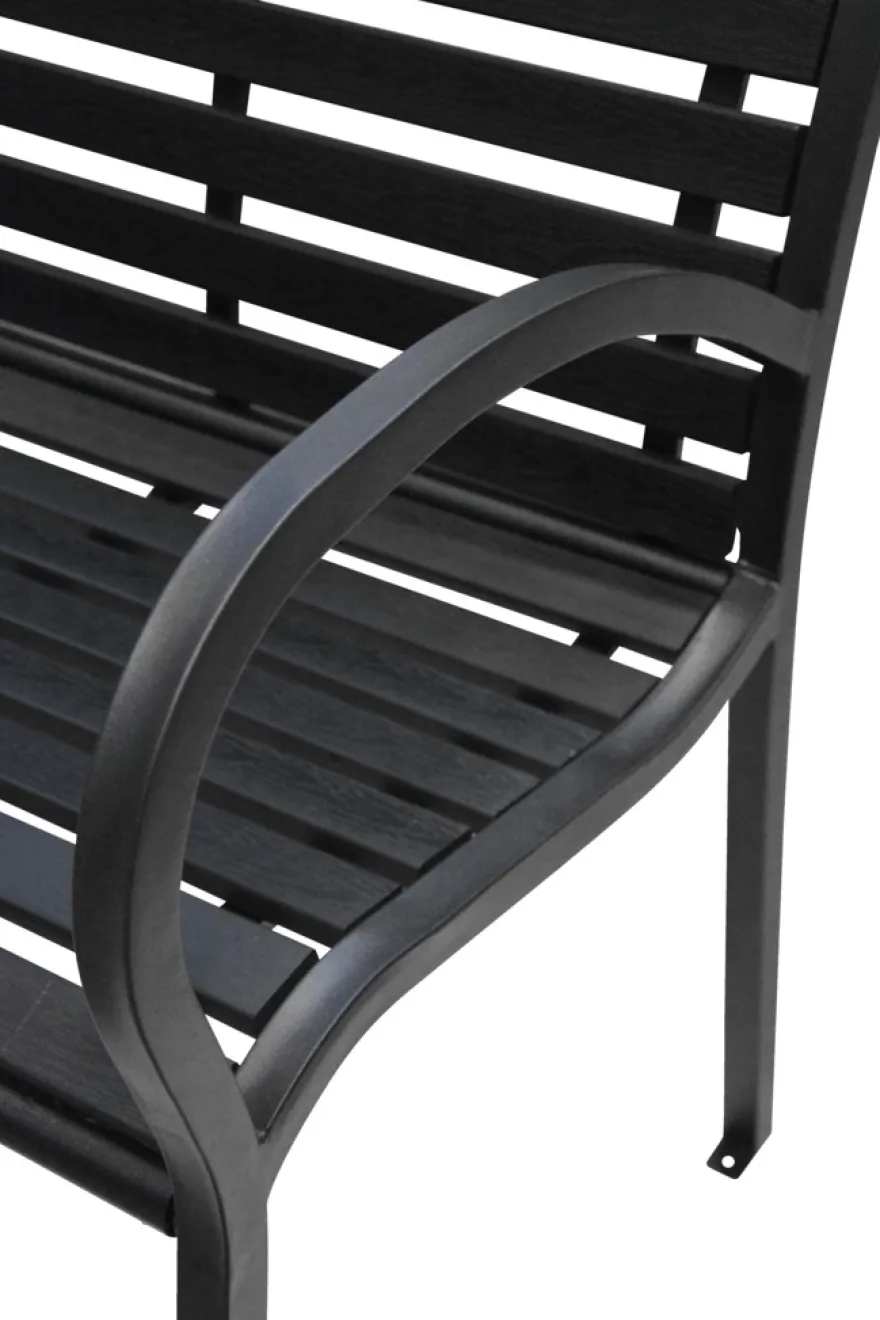 Havebænk Amsterdam sort 125 x 60 cm - Sunlife®
