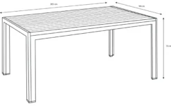 Havebord Havanna 205 x 90 cm i aluminium og nonwood - Sunlife®