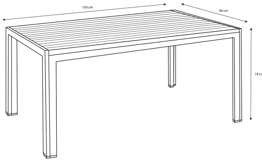 Havebord Havanna 150 x 90 cm i aluminium og nonwood - Sunlife®