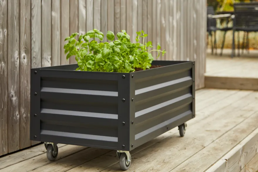 Højbed på hjul sort 80 x 45 x 40 cm - Garden®