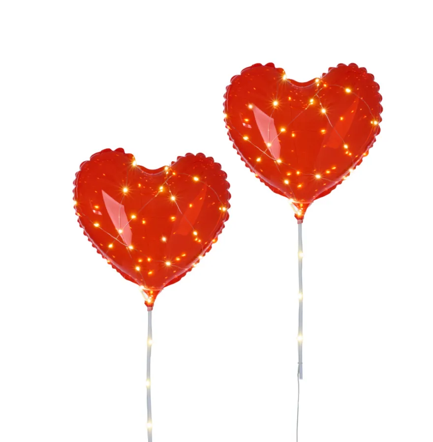 Hjerteballon 40 Micro-LED 2-pk.