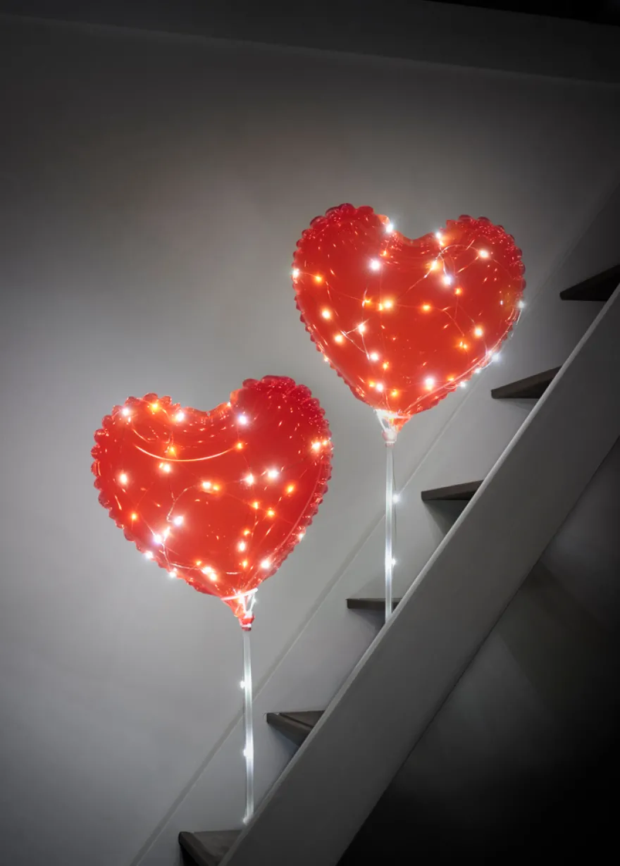 Hjerteballon 40 Micro-LED 2-pk.