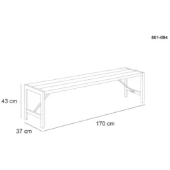 HORTUS bænk H-model fyrretræ sort 170 cm