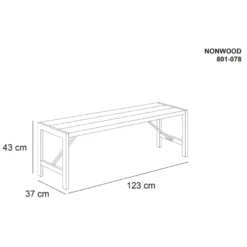 HORTUS bænk H-model nonwood antracitgrå 123 cm