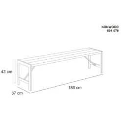 HORTUS bænk H-model nonwood antracitgrå 180 cm