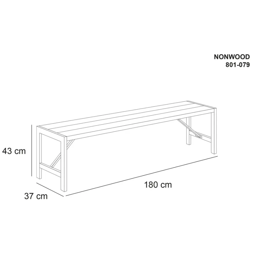HORTUS bænk H-model nonwood antracitgrå 180 cm