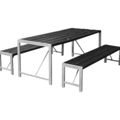 HORTUS bord m/to bænke H-model sort