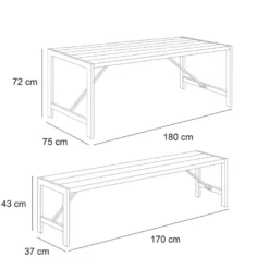 HORTUS bord m/to bænke H-model sort