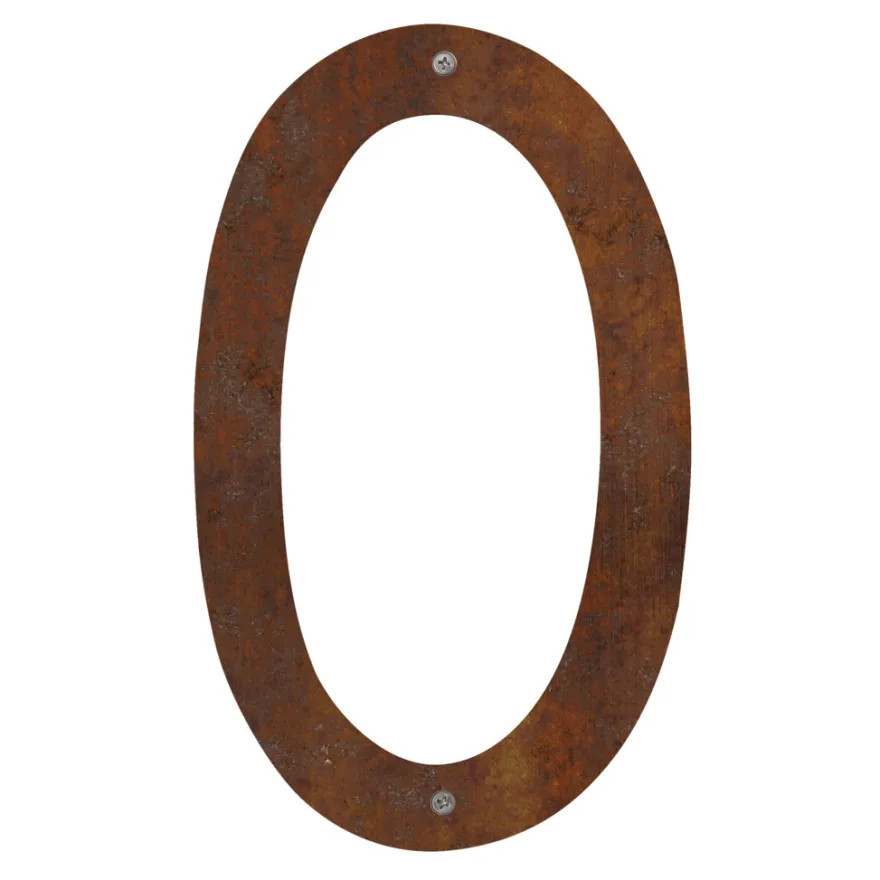 Husnummer 0 stål rustlook 40 cm